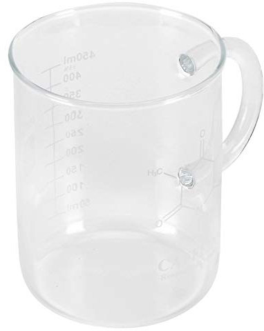NOENNULL Beaker Mug Borosilicate Glass Cup with Handle and Measuring Scale for Coffee Tea