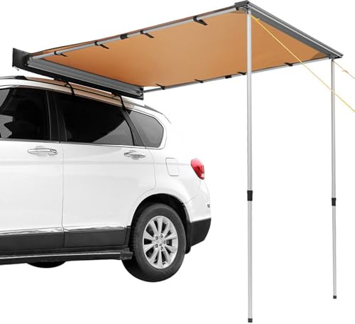 Seitenmarkise Ausziehbar, Ausziehbarer Fahrzeug-Sonnenschutz, Fahrzeug-Markise, Wasserdichter Dachträger, LKW-Seitenmarkise, Unterstand, SUV-Überdachung, Wohnmobil-Zelt (schwarz/khaki) ( Color : Khaki