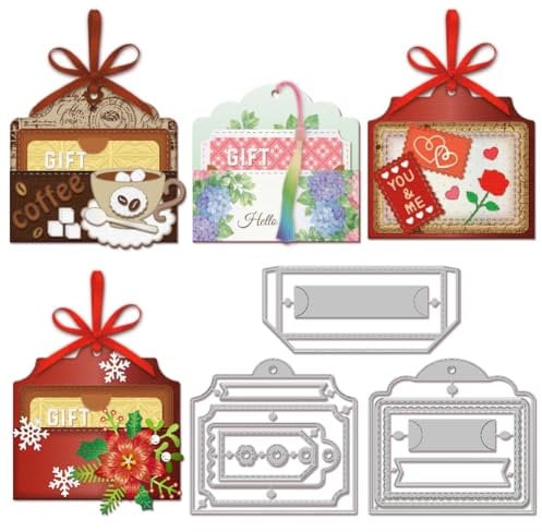 GLOBLELAND Buch Geschenkanhänger Metall Stanzformen Geschenkklammer Taschenanhänger Lesezeichen Blumenrahmen Anhänger Etikett Karte Schnittschablonen Für Kartengestaltung