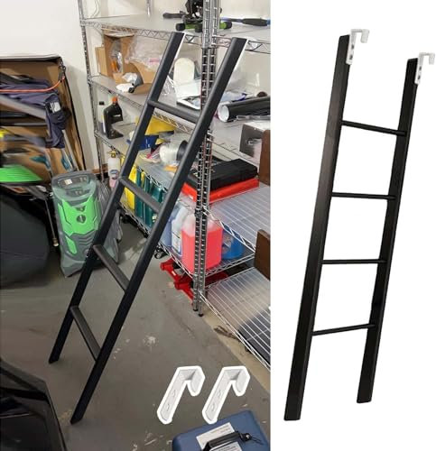 Home Dorm Twin Bunk Bed Ladder Only, Replacement Metal Climb Ladder with Hook, Floor Stand RV Bunk Ladder for Camper Caravan Travel Trailers(Size:116cm/45)
