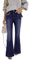 STARBILD Flared Leg Fit Jeans mit Schlag Damen, High Waist Ausgestellte Jeanshose mit Tasche Eleganz, Klappentasche - Dunkelblau XXL