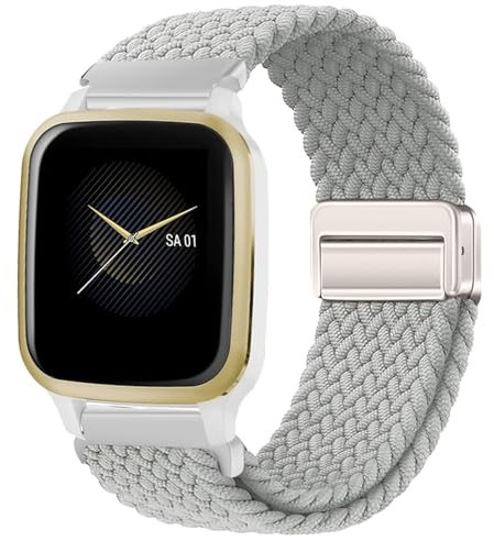 Issinlky Nylon Braided band for Garmin Venu Sq/Sq Music/Venu Sq 2/Sq 2 Music, 20mm Elastic Strap for Garmin Venu 2 Plus/Vivoactive 3/Vivoactive 5/Garmin Venu/Vivomove HR/Forerunner 55 245 645