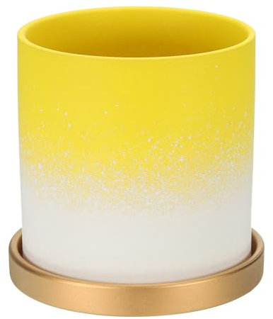 PATIKIL 5.12 Inch Ceramic Plant Pots, Modern Flower Planters Gradient with Drainage Holes for Decorate Home Indoor Plants Succulent Herb, Yellow