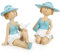 Logbuch-Verlag 2 Frauen Figuren Sommerdeko Strandlady Badeurlauber Dekoration Sommer Badezimmer Terrasse 10 cm blau Creme