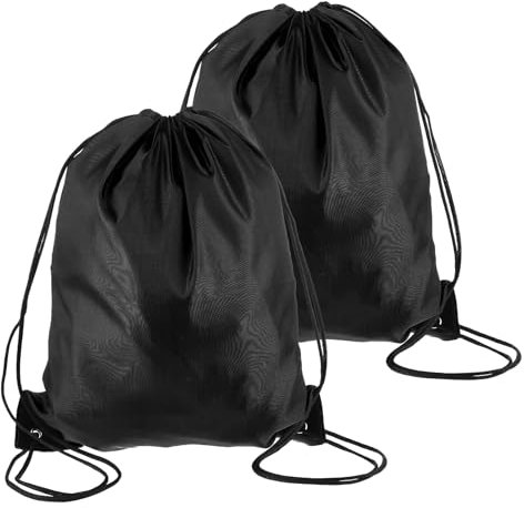 Sibba 2 Stück Kordelzug Turnbeutel Sportbeutel Gym Bag Beuteltasche Aufbewahrungsbeutel Einkaufsbeutel Unisex Daypack Rucksack Gymsack für Damen Herren Fitnessstudio(42×32cm,Schwarz)