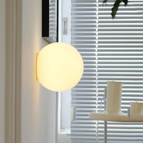 GUANSHAN Wandleuchte aus Glas mit weißer Kugel, Retro Wandleuchte aus Bubble Glas, minimalistische Wandleuchte aus Glas, dekorative Wandlampe für Schlafzimmer, Flur, Treppe