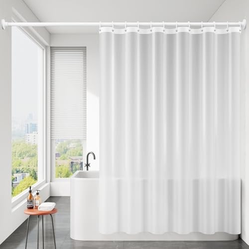Calefee Duschvorhang 80x180 Anti Schimmel, Duschvorhang Beschwerer Schwer Halbtransparentes Weiß, Badewanne Vorhang PEVA Wasserdicht