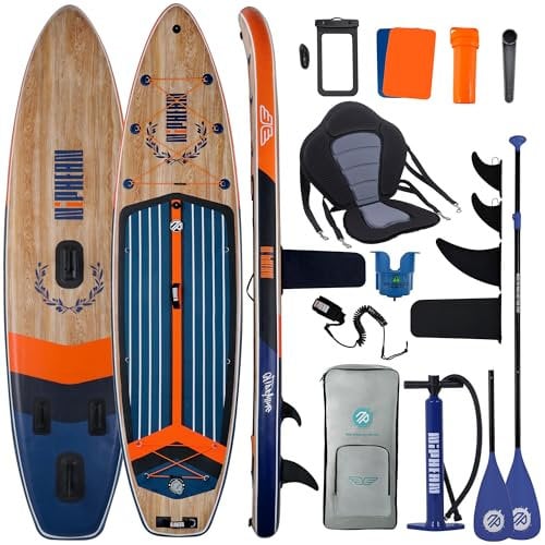 Niphean (Extra Groß) Stand Up Paddling Board, SUP für 2+1 Personen/Familien, SUP Board mit (Anfängergeeignet) Balancierflügel, wasserdichte Handyhülle, Stand Up Paddle Board for Adults, Geschenkideen