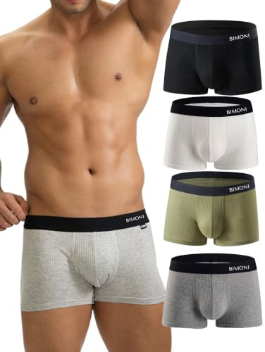 BIMONI Premium Very Soft Viskose Herren Low Rise Sexy Boxer Brief Unterhose Boxershorts Trunk Männer Hipster Unterwäsche