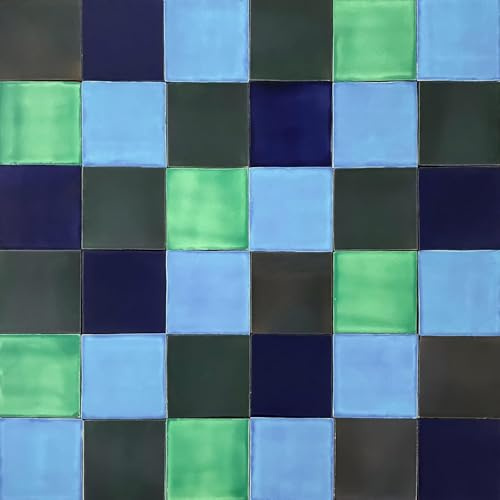Cerames Lot de 30 carreaux de mosaïque Malaquita de couleur unie en carreaux de céramique mexicains, carrelage Mexique pour cuisine, salle de bain, douche, crédence de cuisine, un paquet de 30