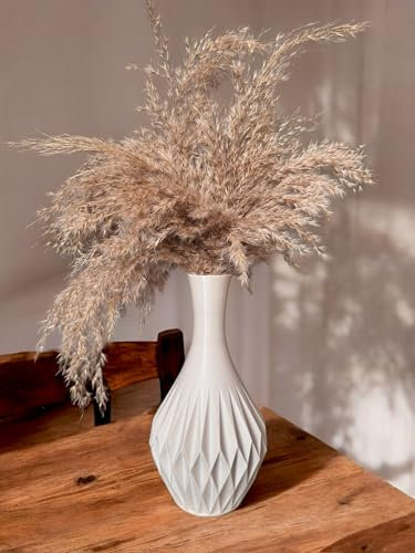 Vase Bracciano, Designer 3D Druck Vase, Dekovase aus nachhaltigem PLA, Trockenblumenvase (Knochenweiß, Höhe 25 cm)