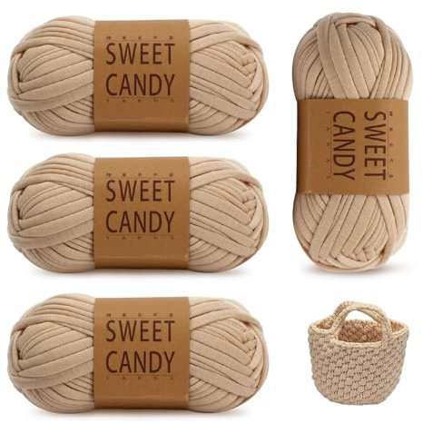 YZROHYI 4 PCS Dickesgarn zum Häkeln,Amigurumi zum Stricken,HäKelgarn für Anfänger,Textilgarn für Strickliesel,Crochet Yarn Blanket,Jersey für Taschen,Webrahmen Yarn zum Basteln