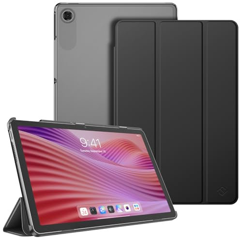 Fintie Hülle für Lenovo Tab 10.1 Zoll 2025 (TB-311FU / TB-311XU), Ultradünn Schutzhülle mit Translucent Rückseite Cover mit Auto Schlaf/Wach Funktion, (Schwarz)