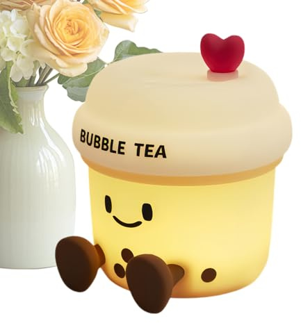 Yhsioaklo Night Light for Kids Touch Control | Cute Milk Tea Cup Bedside Lamp with Adjustable Brightness | Soft Silicone Decorative Light for Girls Boys Bedroom Nursery Living Room Dorm Baby Gift
