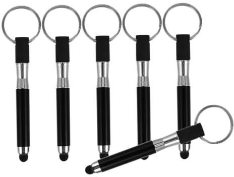 SOIMISS 6 Stück-Pack Kapazitiver Touchstift für Smartphone und Tablette Schlüsselanhänger mit Hoher Präzision Kompatibel aus Schwarzer Legierung für Unterwegs