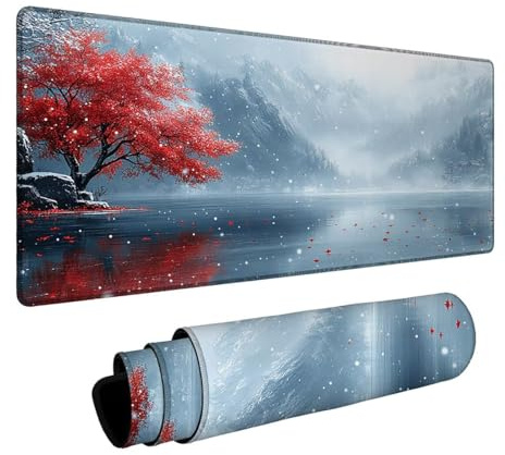 Tapis de Souris Hiver Tapis de Souris Gamer Onirique Mouse Pad Bords Cousus Précision et Vitesse Améliorées pour Decoration Maison Bureau Pc Portable Pc Gamer Clavier sans Fil 600x1400x3 mm DBYH-8634