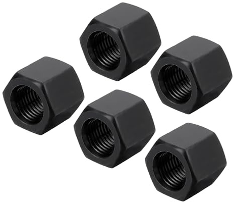 QUARKZMAN 5 Stück M14 x 1.5mm Steigung Sechskant-Mutter Güte 10.9 Schwarz | Vollgewinde Stangenverbindungsmutter, Kohlenstoffstahl, 20mm 0.8 Länge, Gewindestift Feingewinde Rohrverbinder