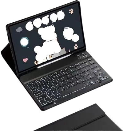 YSJX Tastatur mit Stiftfach, TPU-Lederhülle passend for Samsung Galaxy Tab S8 Ultra/S9 Ultra/S10 Ultra (14,6 Zoll)(Black+Backlit Keyboard)