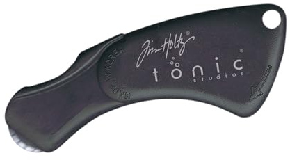 tonic studios Mini Rotary Perforator - 18mm Pinking Blade for Cutting Perforated Paper - Rolling Craft Tool for Cardstock and Scrapbooks - Small & Foldable, Black, 5 x 4 x 0.5
