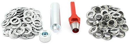 Profi Ösenset 12mm + 100 Ösen Nickel DIN 7332 Locheisen Ösenwerkzeug Ösenstempel