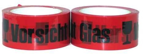 Paketband Packband Warnband Vorsicht Glas 66mx50mm leise abrollend