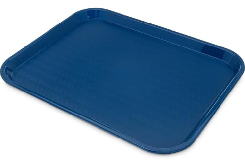 Carlisle FoodService Products Cafe Fast Food Cafeteria Tray with Patterned Surface for Cafeterias, Fast Food, And Dining Room, Plastic, 17.87 X 14 X 0.98 Inches, Blue