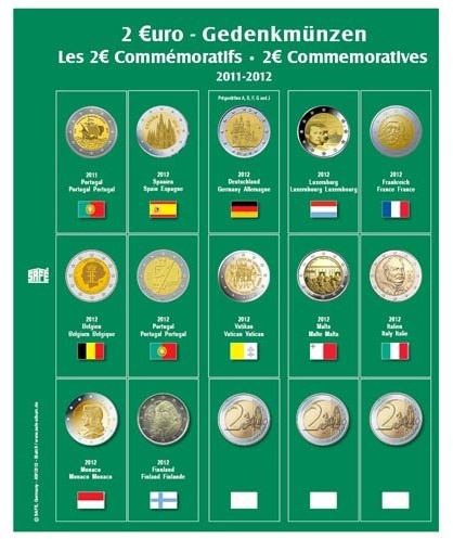 SAFE Premium-Münzblatt für 2 Euro 2013 | Archivgeeignete Sichtfolie mit farbigem Begleitdruck und fester Lochkante