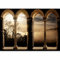 Papier peint murando panoramique moderne 350x256 cm - Revêtement mural décoration salon - Architecture arbres colonnes de pierre paysage brouillard ciel vue depuis la fenêtre 10110904-13
