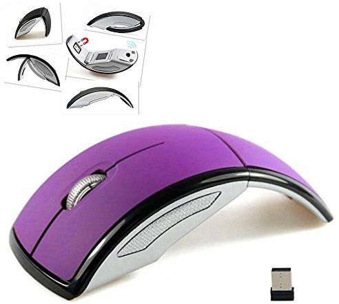 ESupFly Souris optique pliable ultra-fine 2,4 GHz 1600 DPI sans fil pliable avec mini récepteur USB pour ordinateur portable violet