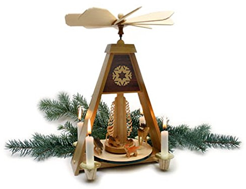 Rudolphs Schatzkiste Pyramide Waldtiere Natur HxBxT 31x21x21,5cm NEU Weihnachtspyramide Tischpyramide Tischdekoration Kerze Dekoration Weihnachten Wärmespiel Lichter Figur Holz Seiffen Erzgebirge