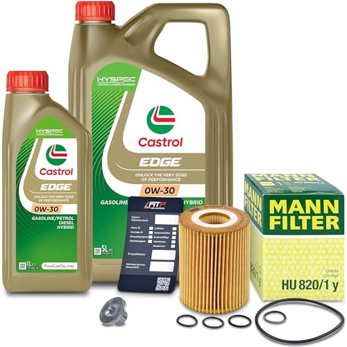 1x Ölwechsel Set - MANN ÖLFILTER + 6 L CASTROL EDGE FST 0W-30