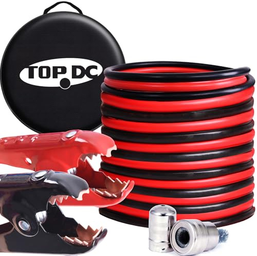 TOPDC 2 Gauge 20 Feet Jumper Cables with UL-Listed Clamps for Car, SUV and Trucks Battery, Heavy Duty Automotive Booster Cables for Jump Starting Dead or Weak Batteries with Carry Bag