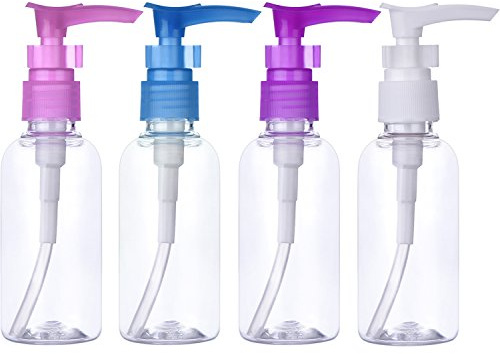 Transparent Travel Bottles Pump Bottle Lotion Dispenser Bottle, 4 Pieces (100 ml)