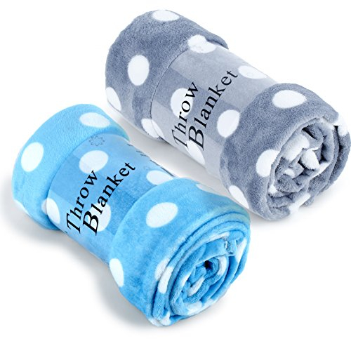 JML Überwurfdecken für Couch, Fleece-Überwurf, Decke, 2 Stück, weich, warm, leicht, Plüsch-Überwurf, Decke für Schals, Bett, Sofa, Stuhl, Reisen, Ganzjahresgebrauch, 127 x 152,4 cm, gepunktet