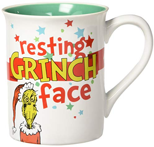Department 56 Resting Grinch Face Stoneware Mug, 1 Count (Pack of 1), Multicolor