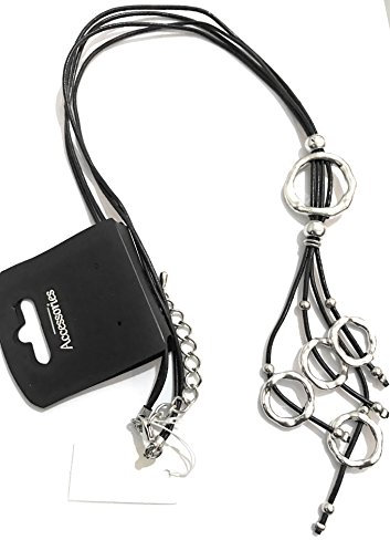 Lagenlook Lange doppelte Lederkette Hoop Stil Abstrakt Halskette Anhänger Modeschmuck