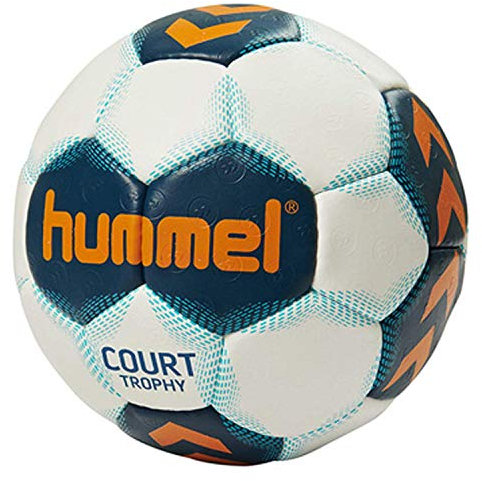 hummel Erwachsene Court Trophy Handball, White/Poseidon/Oriole, 2