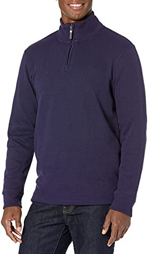 Amazon Essentials Herren Pullover mit Viertelreißverschluss, Französischer Rippstrick, Marineblau, XL