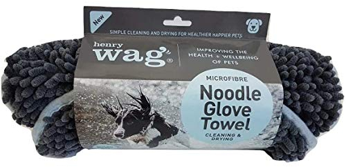 Henry Wag Pet Noodle Glove Towel - Soft & Highly Absorbent Microfibre, Muddy Pet Accessories, Quick Drying - Designed for Dogs - GRS Recycled Polyester (80cm X 35cm)