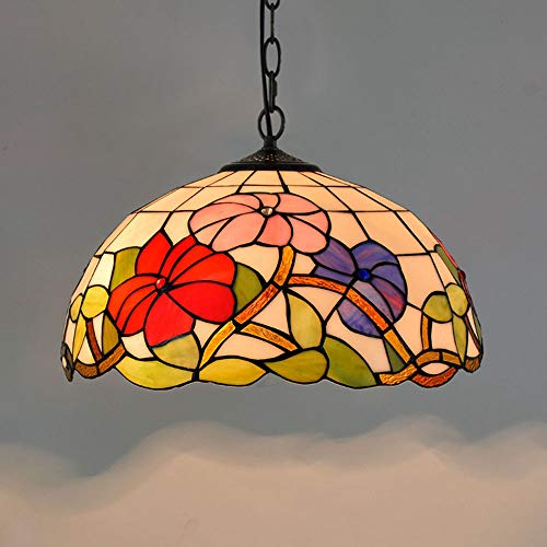 E27 Tiffany Pendelleuchte Deko Leuchte Vintage Glas Hängelampe Höheverstellbar Esstisch Esszimmer Küchenlampen Lampen Retro Pendellampe Wohnzimmerlampe Hängeleuchte Schlafzimmer Keller Loft Cafe Bar