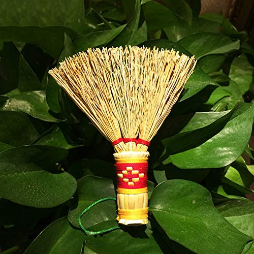 Hand-Knotted Sorghum Mini Broom Baby Bedside Pendant Baby Carriage Decoration(Colour:Red Yellow)