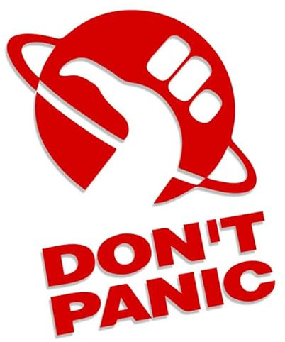 Don't Panic - Per Anhalter durch die Galaxis Hitchhiker's Guide L 0136 (rot) // Sticker OEM JDM Style Aufkleber