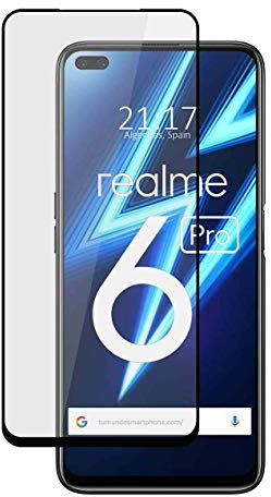 Protector Cristal Templado Completo 5D Full Glue Negro para Realme 6 Pro Vidrio