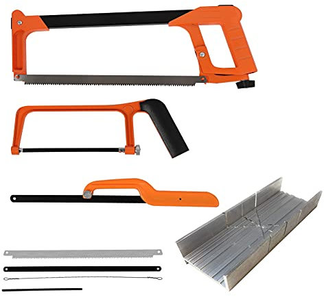 Hacksaw Set, 12-Inch Steel Saw With Replaceable Blades and Metal Miter, 3PCS Handsaws (Frame, Mini, Junior), Metal Saw
