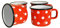 Surtido de 4 Tazas de Metal esmaltado - Rojas con Puntos - 500 ml