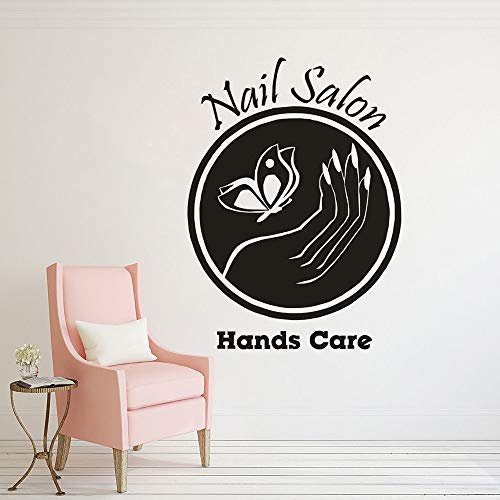 Nagel Salon Logo Wandaufkleber Maniküre Fenster Aufkleber Nagel Shop Mode Kunst Dekoration Design Hände Pflege Wand Vinyl Wandbild 30x42cm