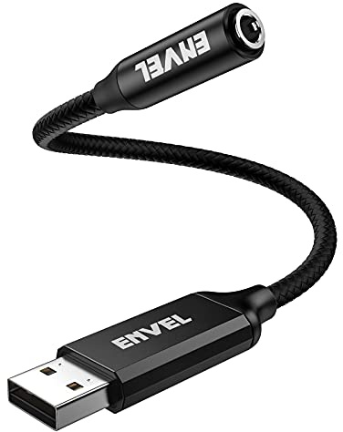 ENVEL 3,5-mm-Buchse auf USB-Stecker, Headset-Adapter, integrierter Chip | Externe Stereo-Soundkarte, TRRS 4-poliges Mikrofon, unterstützt USB auf Kopfhörer-Adapter für PS4, Laptop, PC