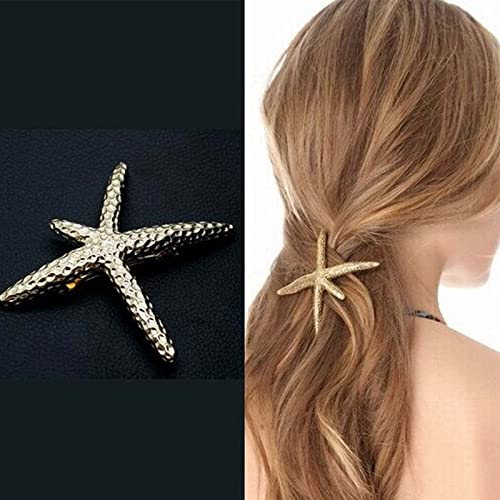 Yheakne Seestern Haarspange Haarspange Gold Haarspange Metall Haarhalter Kopfschmuck Dekorative Kopfbedeckung Niedliche Haarspange Haarschmuck für Frauen und Mädchen Geschenke (Gold)