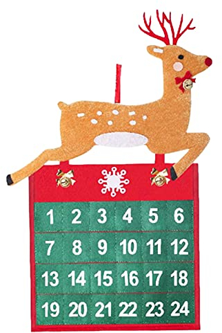 Ykghfd 2021 Adventskalender zum Befüllen Weihnachtskalender Befüllbar, 24 Taschen Stoff Weihnachten Countdown Kalender zum Aufhängen Xmas Ornamente Dekoration (A)
