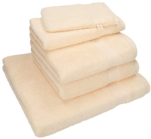 Betz 5-TLG. Handtuch - Set Nice Pack 100% Baumwolle 1 Duschtuch 2 Handtücher 1 Gästetuch 1 Waschhandschuh Farbe beige